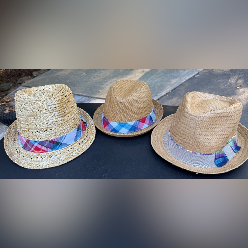 Stylish Tan Straw Hats Trio